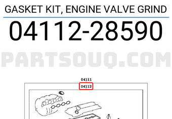 Toyota 0411228590 GASKET KIT, ENGINE VALVE GRIND