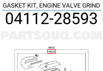 Toyota 0411228593 GASKET KIT, ENGINE VALVE GRIND