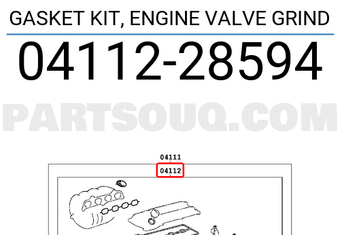 Toyota 0411228594 GASKET KIT, ENGINE VALVE GRIND