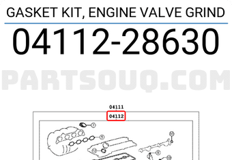 Toyota 0411228630 GASKET KIT, ENGINE VALVE GRIND