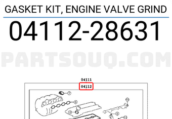 Toyota 0411228631 GASKET KIT, ENGINE VALVE GRIND