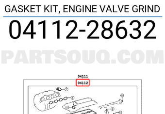 Toyota 0411228632 GASKET KIT, ENGINE VALVE GRIND