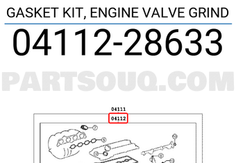 Toyota 0411228633 GASKET KIT, ENGINE VALVE GRIND
