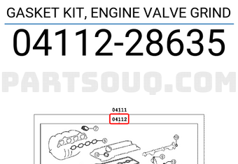 Toyota 0411228635 GASKET KIT, ENGINE VALVE GRIND