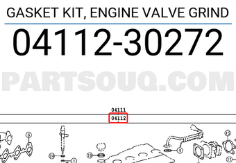 Toyota 0411230272 GASKET KIT, ENGINE VALVE GRIND