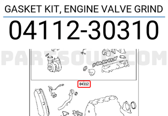 Toyota 0411230310 GASKET KIT, ENGINE VALVE GRIND