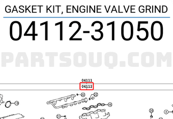 Toyota 0411231050 GASKET KIT, ENGINE VALVE GRIND