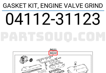 Toyota 0411231123 GASKET KIT, ENGINE VALVE GRIND