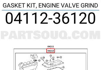 Toyota 0411236120 GASKET KIT, ENGINE VALVE GRIND