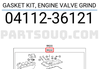 Toyota 0411236121 GASKET KIT, ENGINE VALVE GRIND