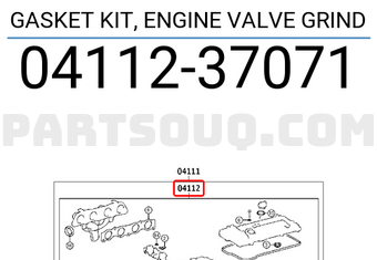 Toyota 0411237071 GASKET KIT, ENGINE VALVE GRIND