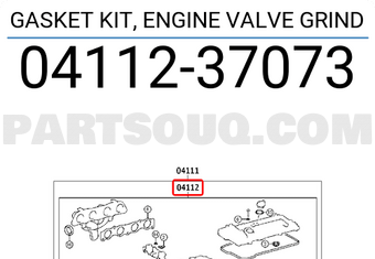 Toyota 0411237073 GASKET KIT, ENGINE VALVE GRIND