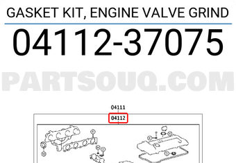 Toyota 0411237075 GASKET KIT, ENGINE VALVE GRIND
