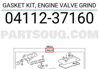 Toyota 0411237160 GASKET KIT, ENGINE VALVE GRIND