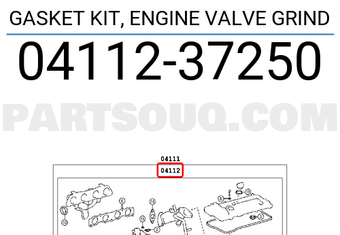 Toyota 0411237250 GASKET KIT, ENGINE VALVE GRIND