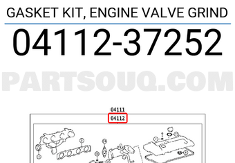Toyota 0411237252 GASKET KIT, ENGINE VALVE GRIND