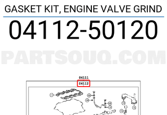 Toyota 0411250120 GASKET KIT, ENGINE VALVE GRIND