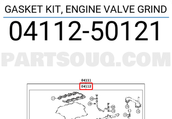 Toyota 0411250121 GASKET KIT, ENGINE VALVE GRIND