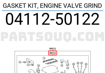 Toyota 0411250122 GASKET KIT, ENGINE VALVE GRIND