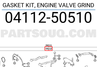 Toyota 0411250510 GASKET KIT, ENGINE VALVE GRIND