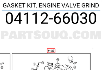 Toyota 0411266030 GASKET KIT, ENGINE VALVE GRIND