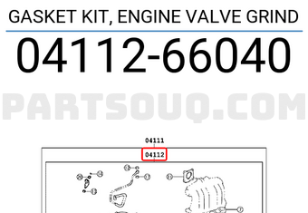 Toyota 0411266040 GASKET KIT, ENGINE VALVE GRIND