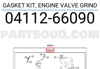 Toyota 0411266090 GASKET KIT, ENGINE VALVE GRIND