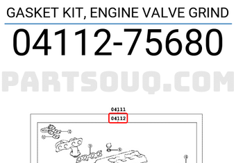 Toyota 0411275680 GASKET KIT, ENGINE VALVE GRIND