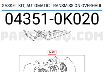Toyota 043510K020 GASKET KIT, AUTOMATIC TRANSMISSION OVERHAUL