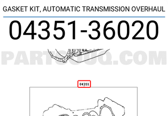 Toyota 0435136020 GASKET KIT, AUTOMATIC TRANSMISSION OVERHAUL