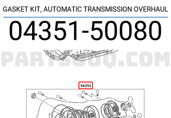 Toyota 0435150080 GASKET KIT, AUTOMATIC TRANSMISSION OVERHAUL