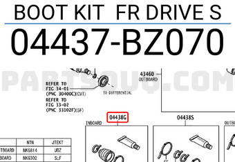 Toyota 04437BZ070 BOOT KIT FR DRIVE S