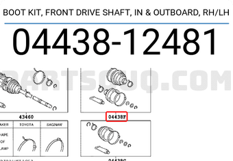 Toyota 0443812481 BOOT KIT, FRONT DRIVE SHAFT, IN & OUTBOARD, RH/LH