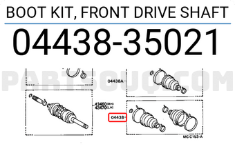Toyota 0443835021 BOOT KIT, FRONT DRIVE SHAFT