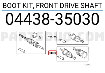 Toyota 0443835030 BOOT KIT, FRONT DRIVE SHAFT
