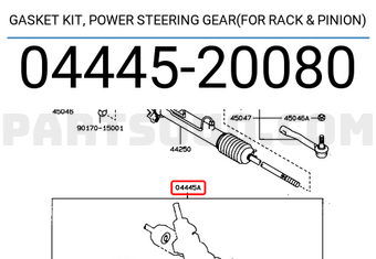 Toyota 0444520080 GASKET KIT, POWER STEERING GEAR(FOR RACK & PINION)