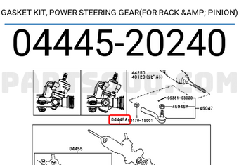 Toyota 0444520240 GASKET KIT, POWER STEERING GEAR(FOR RACK & PINION)