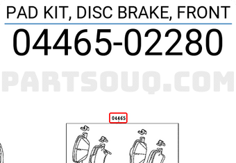 Toyota 0446502280 PAD KIT, DISC BRAKE, FRONT