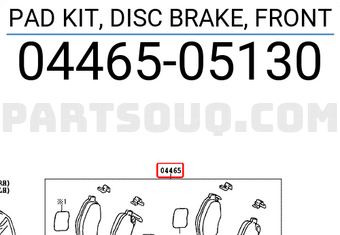 Toyota 0446505130 PAD KIT, DISC BRAKE, FRONT