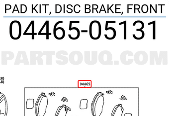 Toyota 0446505131 PAD KIT, DISC BRAKE, FRONT