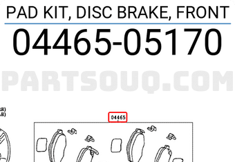 Toyota 0446505170 PAD KIT, DISC BRAKE, FRONT