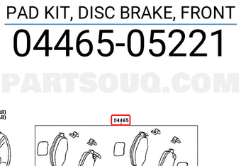 Toyota 0446505221 PAD KIT, DISC BRAKE, FRONT