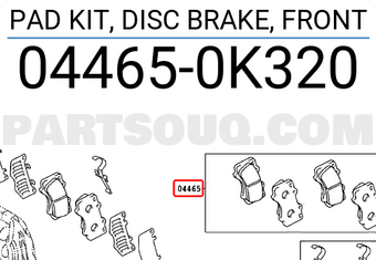 Toyota 044650K320 PAD KIT, DISC BRAKE, FRONT
