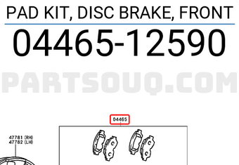 Toyota 0446512590 PAD KIT, DISC BRAKE, FRONT
