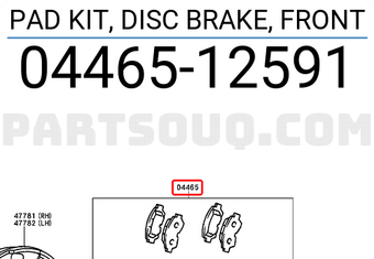 Toyota 0446512591 PAD KIT, DISC BRAKE, FRONT