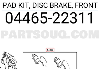 Toyota 0446522311 PAD KIT, DISC BRAKE, FRONT
