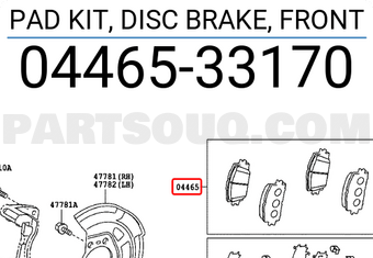 Toyota 0446533170 PAD KIT, DISC BRAKE, FRONT