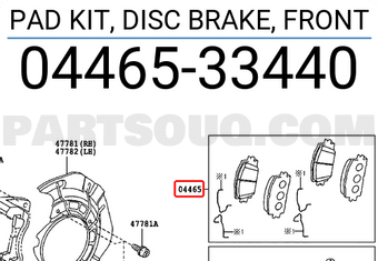 Toyota 0446533440 PAD KIT, DISC BRAKE, FRONT