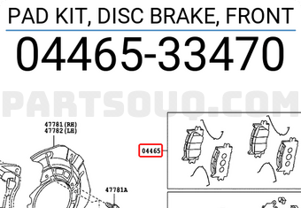 Toyota 0446533470 PAD KIT, DISC BRAKE, FRONT