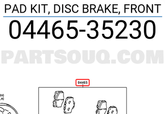 Toyota 0446535230 PAD KIT, DISC BRAKE, FRONT